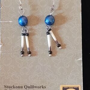 Porcupine quill pierced earrings made in Alaska